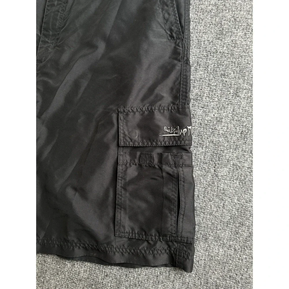Mens Cargo Shorts Quiksilver Black Lightweight Utility Pockets, Size 40
